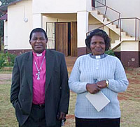 The Rt Revd Meshack Mabuza, the Bishop of Swaziland, with the Revd Ooma Marumbela one of the first ordained woman of the diocese
