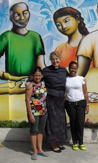 The Revd Rachel Carnegie with a group of young people in the City of God Brazil