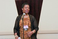 Annette Buchanan, Union of Black Episcopalians’ president, addresses the participants of the July 1 Acts8Moment gathering. 