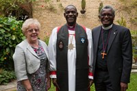 Anglican Consultative Council Vice-Chair Canon Elizabeth Paver and Chair Bishop James Tengatenga with the newly commissioned Secretary General.